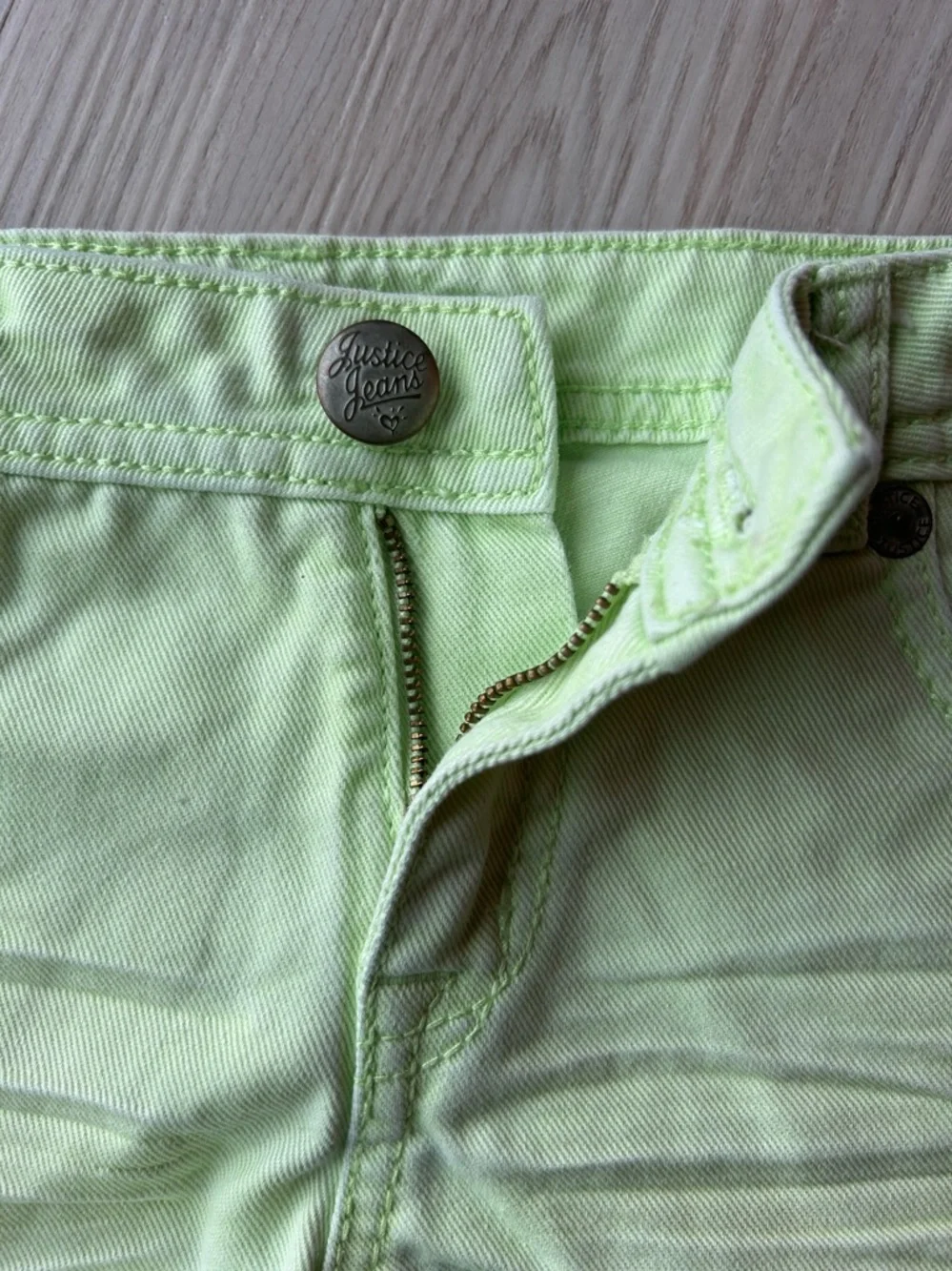 Justice Girls' Denim Cotton Cut Off Shorts XS 5/6 Green Frayed Hem Casual Summer
